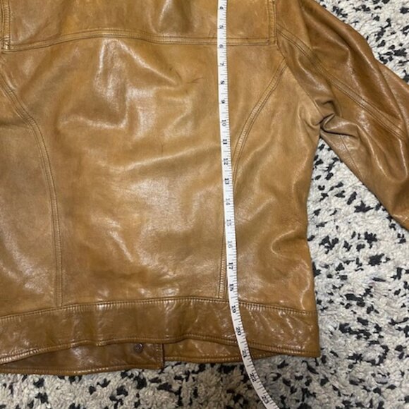 Vintage Y2K GAP Genuine Leather Tan Moto Jacket, SUPER soft Women Size Medium - Picture 10 of 11